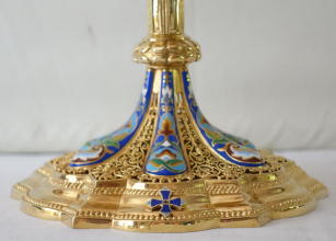 French antique solid silver gilt Gothic Chapel Set